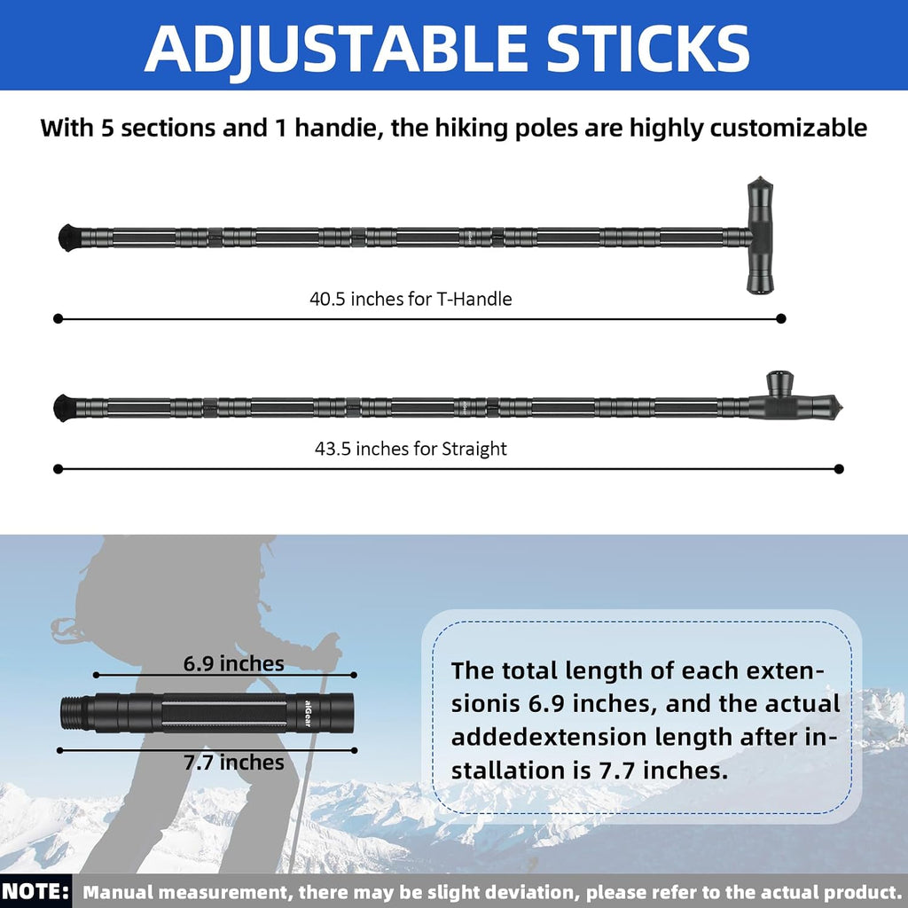 aiGear G2 Tactical Hiking Stick with Survival Kit, 5-Section Staff