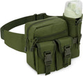 DOB SECHS Hiking Waist Bag with Detachable Water Bottle Holder and Adjustable Waist Belt Oxford Fanny Pack for Men Women Causal Belt Bag for Travel Outdoor Fishing Running Hiking Hunting,Green