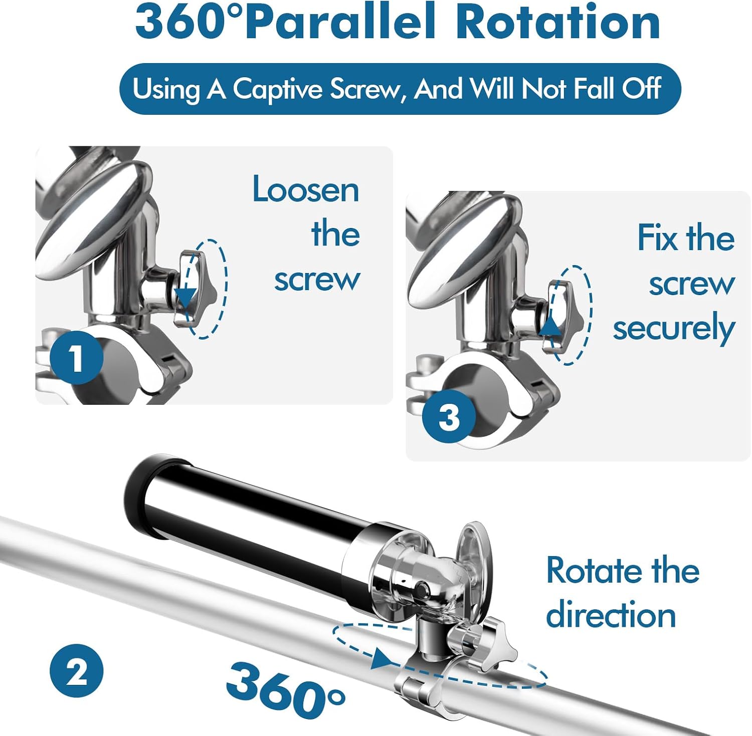 Fishing Rod Holder for Boat ,Stainless Steel 316 Rail Mount Clamp Fishing Rod Holders Marine Grade 360 Degree Adjustable Fishing Rod Holder