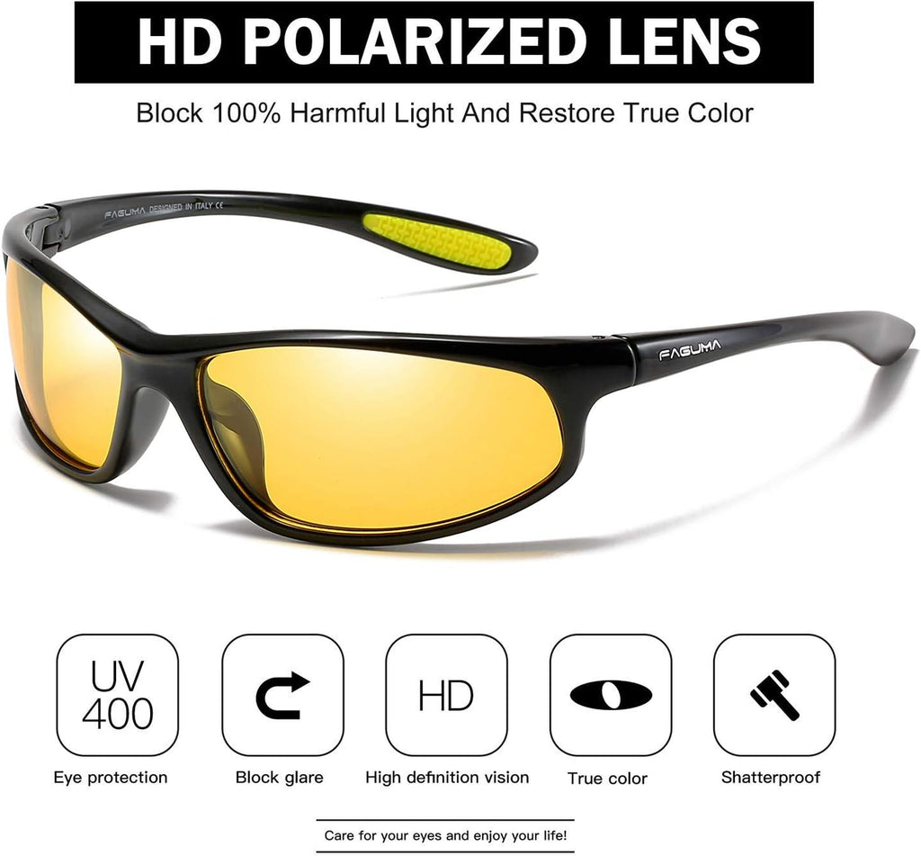 FAGUMA Polarized Sports Sunglasses For Men UV400 Protection