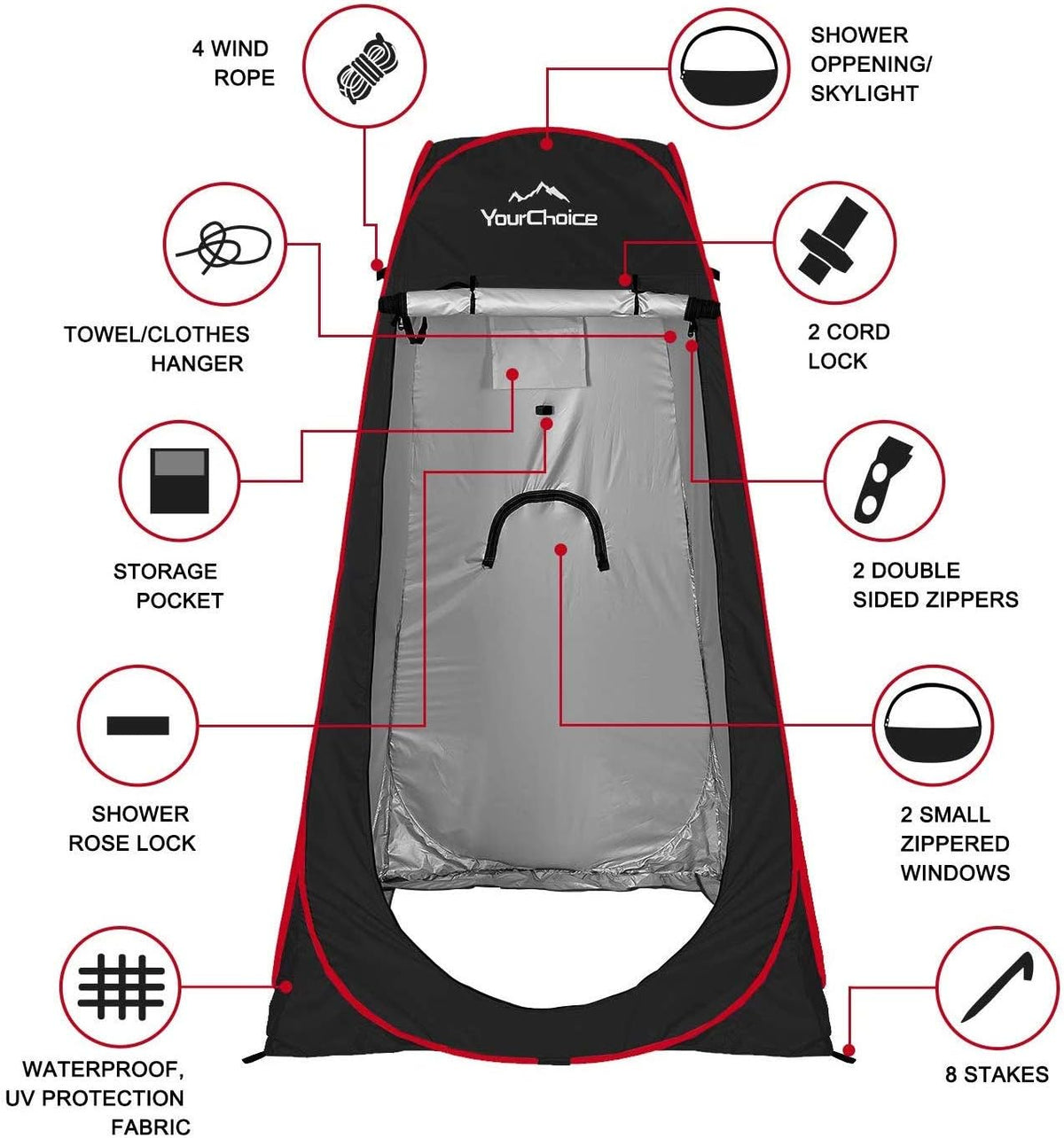Your Choice Pop Up Shower Tent 47.2" Wx74.8/82.7" H Privacy Changing Tent