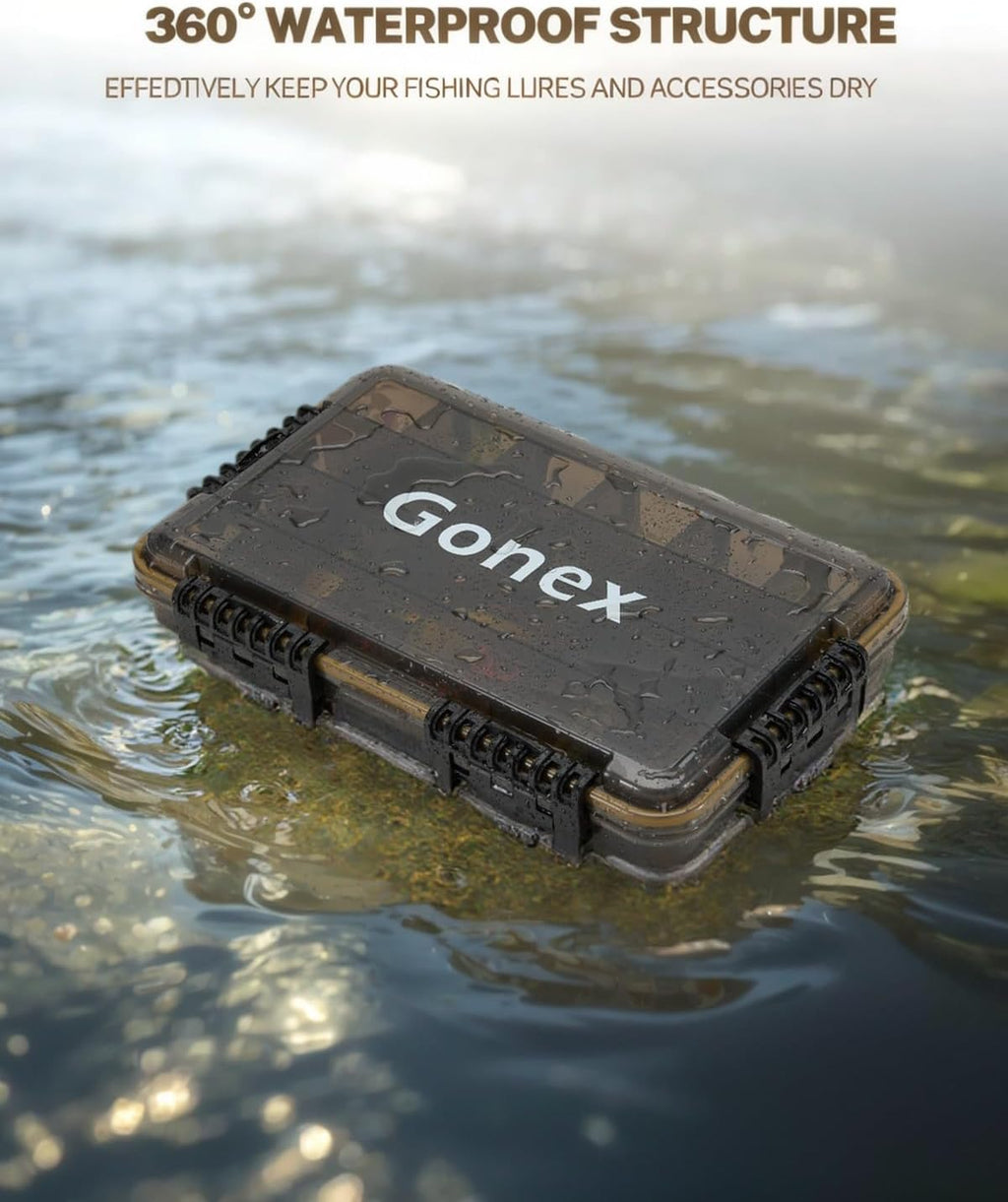 Gonex 3700 Tackle Trays Boxes Waterproof, Removable Dividers, for Fishing