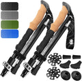 Premium Foldable Hiking Poles by USA Brand - Adjustable, Lightweight Trekking Poles Made of Aircraft Aluminum, Metal Locks Cork EVA Grips