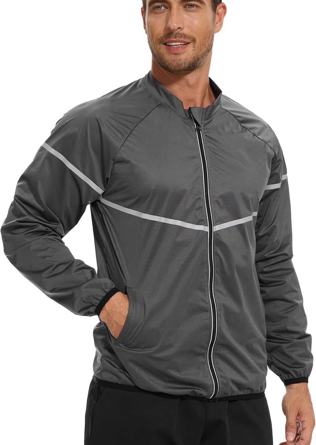 NINGMI Sauna Suit for Men Sweat Jacket Long Sleeve Shirt Zipper Workout Body Shaper Top Slimming Fitness Gym