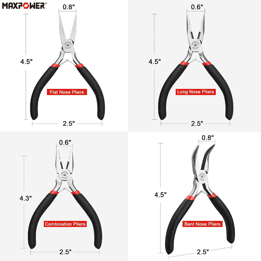 MAXPOWER 8-Pc Mini Pliers Set – Jewelry Making, Wire Wrapping, Crafts & DIY