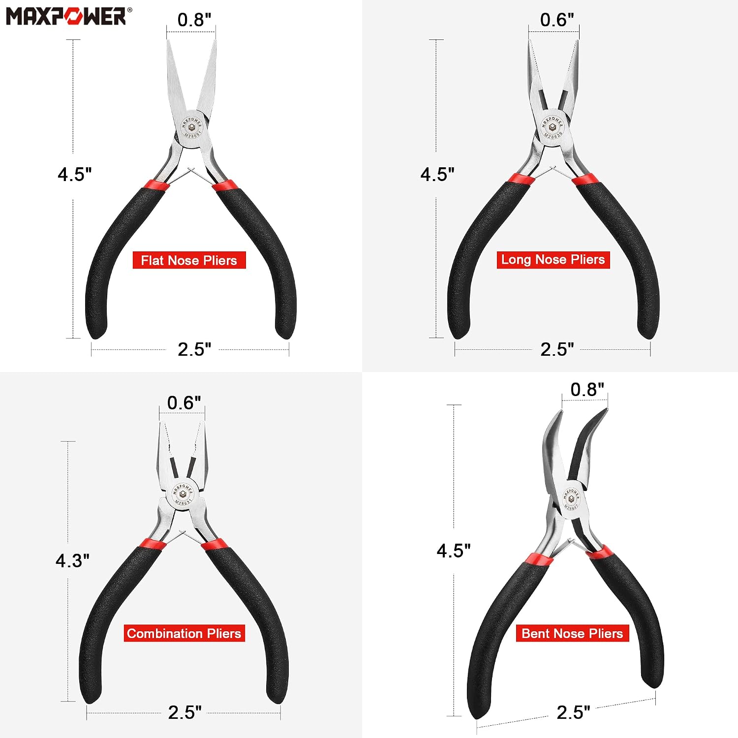 MAXPOWER 8-Pc Mini Pliers Set – Jewelry Making, Wire Wrapping, Crafts & DIY