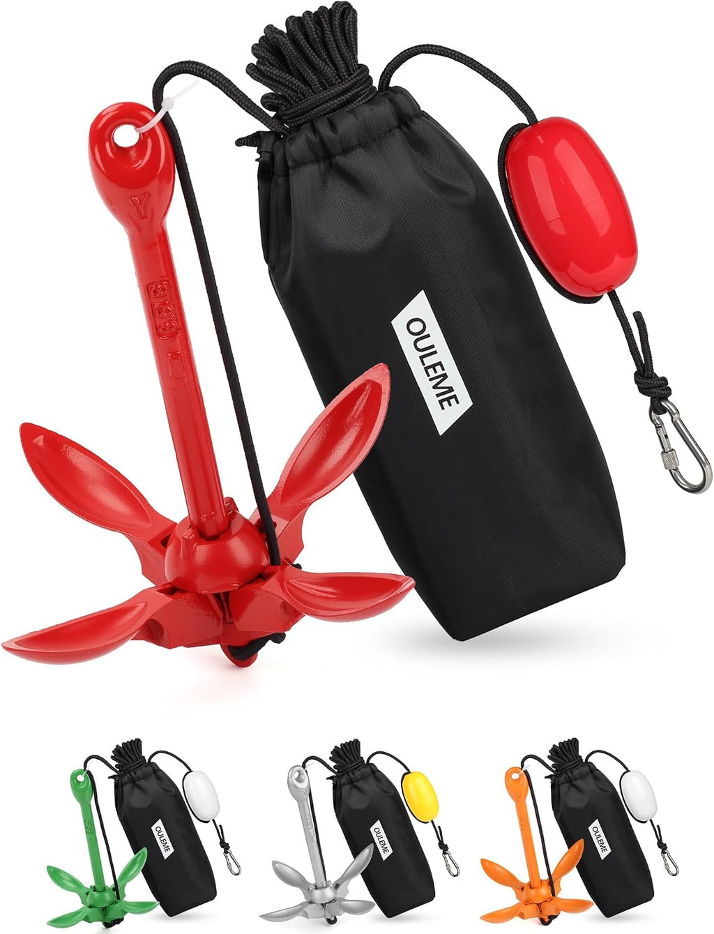 OULEME 1.5/3.5 LB Folding Grapnel Anchor Kit with 40 FT Rope & Buoy, for Boat, Kayak, Canoe, Small Watercraft, SUP, PWC, Jet Ski, Inflatable Paddle Board