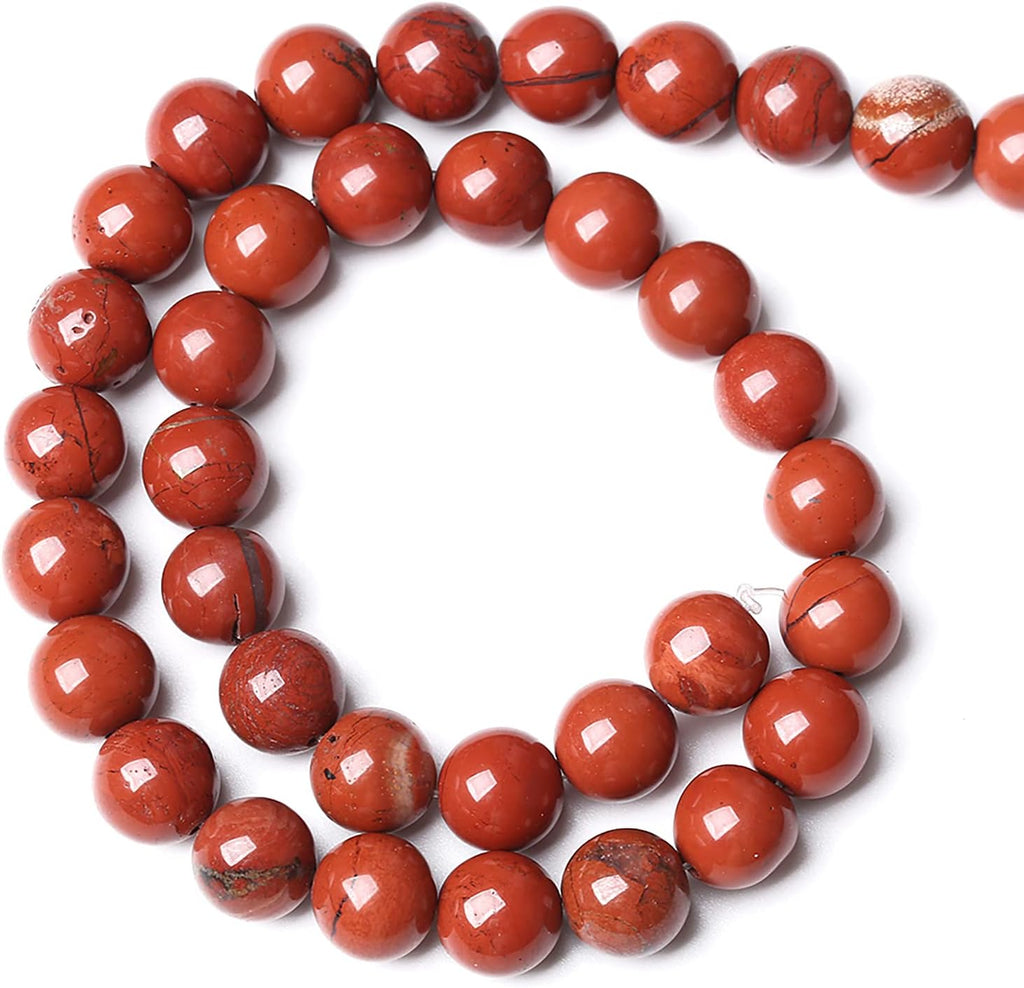 12MM 30PCS Natural Stone Chinese Red Jaspers Spacer Beads for Jewelry Making DIY Bracelet