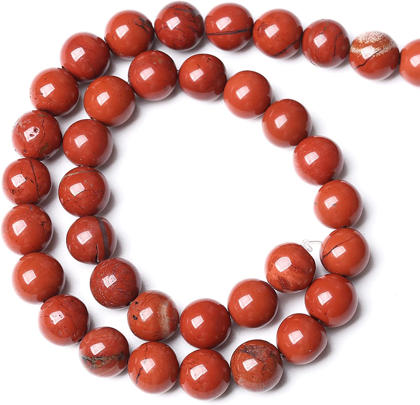 12MM 30PCS Natural Stone Chinese Red Jaspers Spacer Beads for Jewelry Making DIY Bracelet