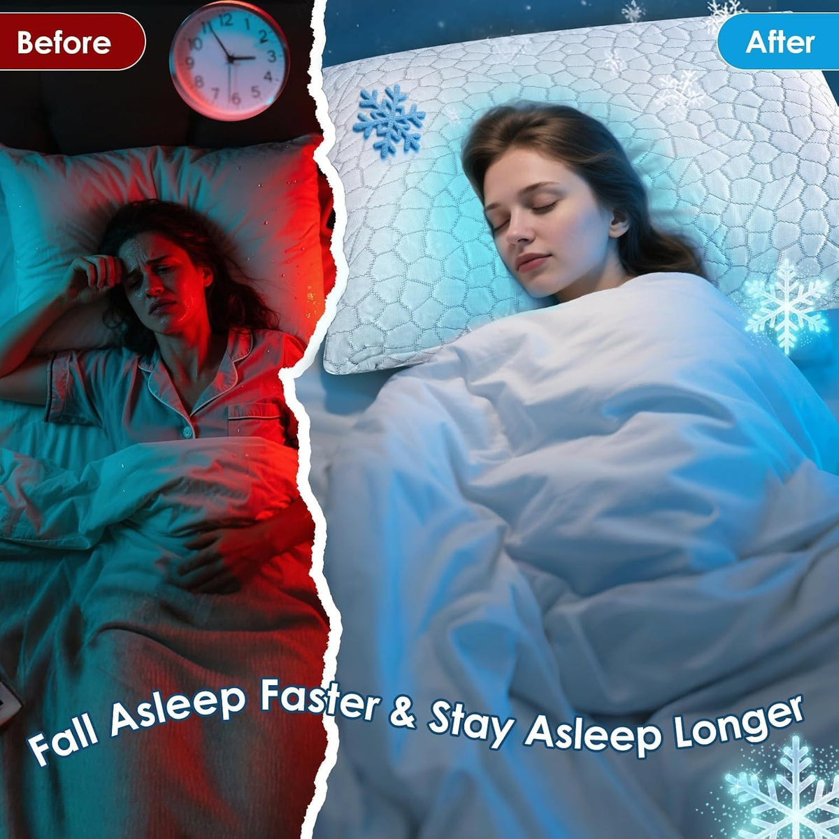 Cooling Pillows Queen Size Set of 2 Shredded Memory Foam Pillows for Side Back Stomach Sleepers, Two-Sided Cool Adjustable Firm or Soft Bed Pillow Luxury Gel Neck Pillow for Neck Shoulder Pain Relie