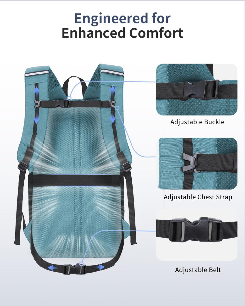 ECOHUB Hiking Backpack 30L Travel Backpack Lightweight Casual Daypack Water Resistant Camping Bag Outdoor Sports Back pack for Men Women