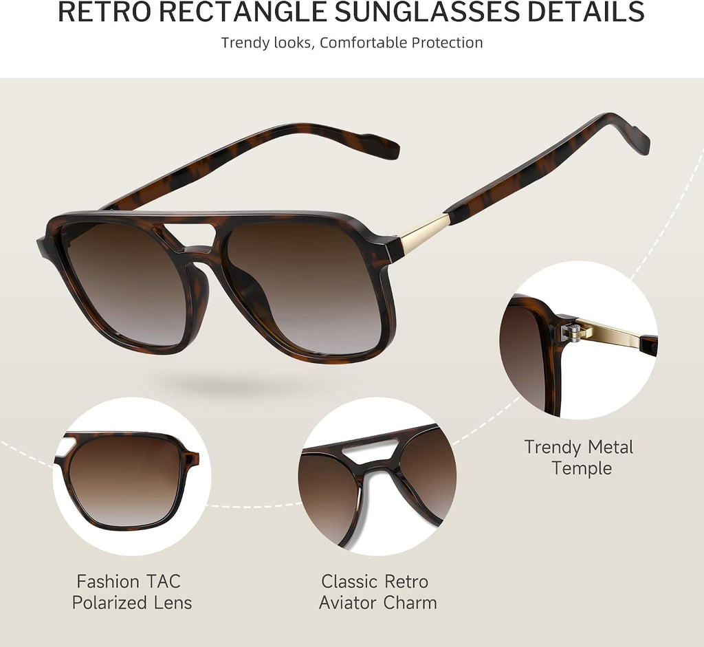 Retro Aviator Sunglasses for Women Men,Trendy Polarized Sun Glasses