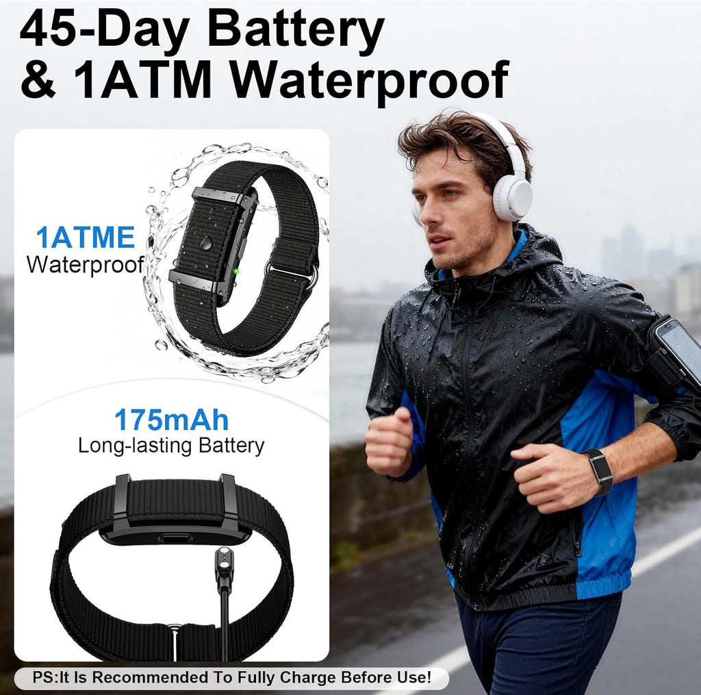 Smart Bracelet Fitness Trackers for Men Women, Smart Watch 24/7 Heart Rate Sleep Stress HRV Monitor, 170+ Sports Modes, 2 Bands, Free APP
