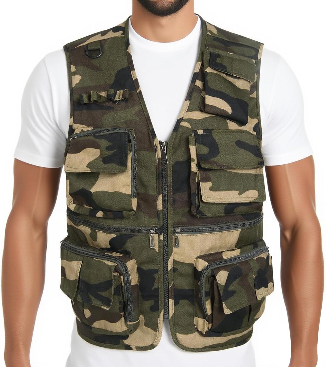 Men’s Fishing Vest Summer Outdoor Work Safari Travel Photo Vest with Multi Pockets