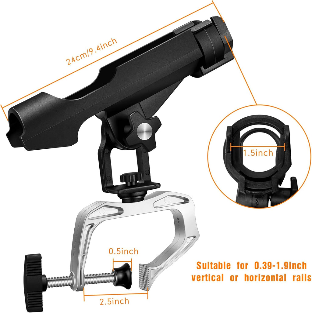 Liliful 6 Pack Fishing Boat Rod Holder 360 Degree Adjustable with Large Clamp Boat Rod Bracket Folding Fishing Pole Holders for Kayak Canoe Raft