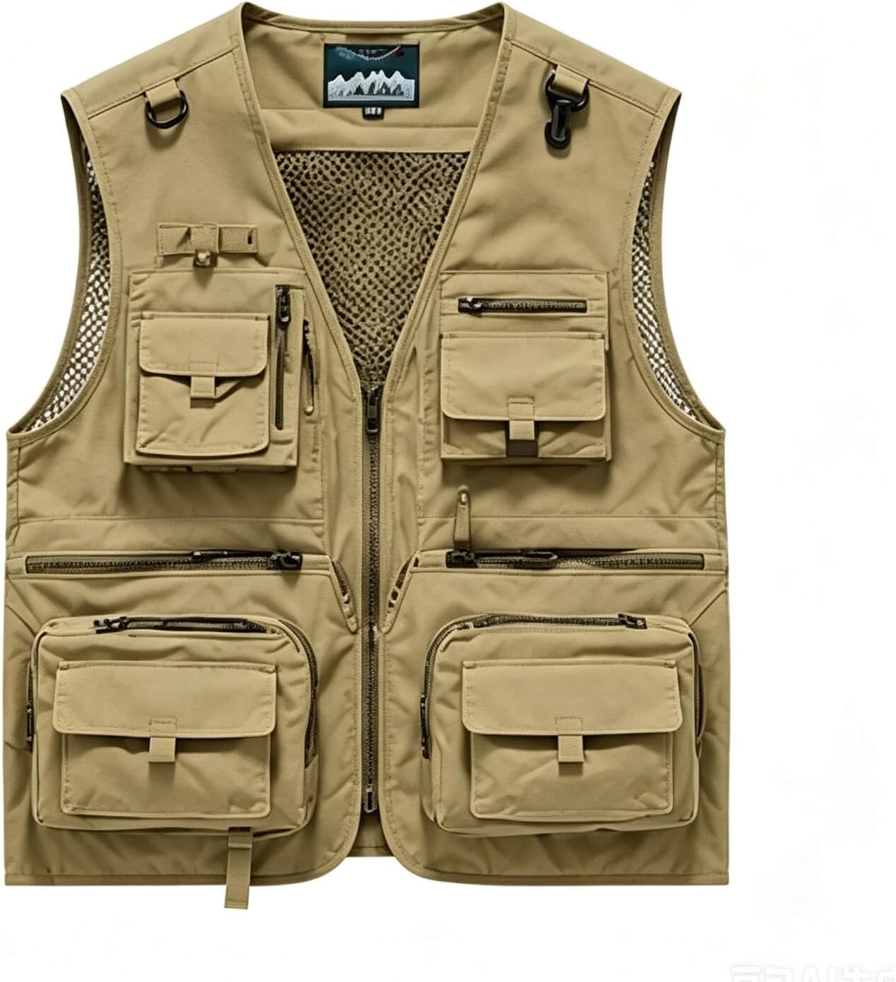 Outdoor Utility Vest for Men & Women, Lightweight Breathable Mesh Vest with Multiple Pockets for Fishing, Photography, Hiking, Camping, Travel & Safari, Khaki