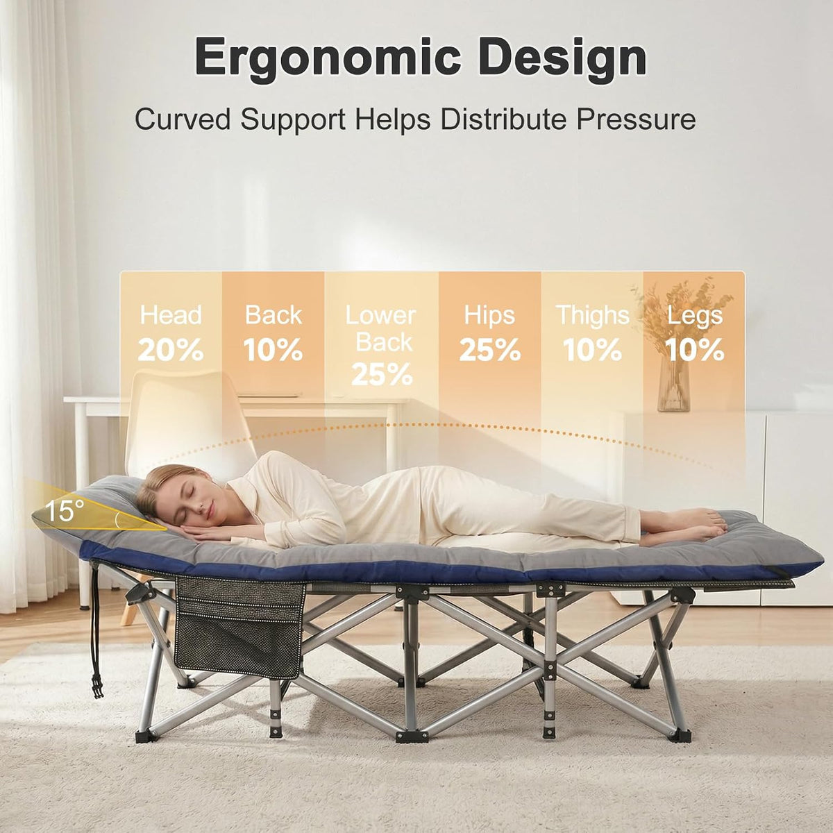 ABORON XXL Folding Camping Cot for Adults, 32 in Wide with Mattress, 900 lb