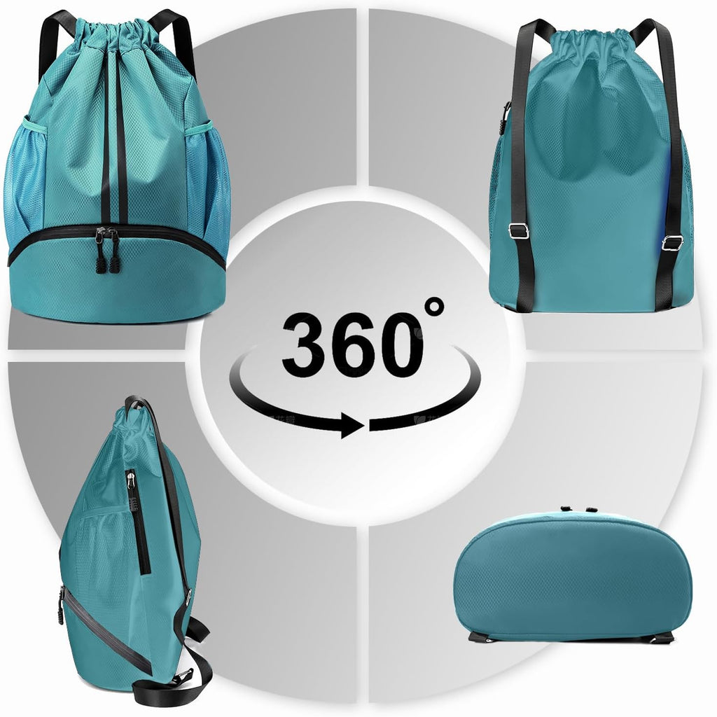 Hoedia Sports Drawstring Backpack - Swim Gym Bag for Women and Men