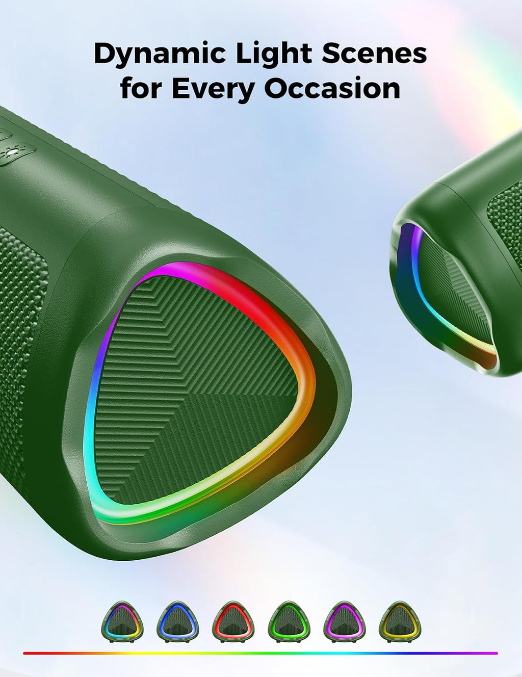 Bluetooth Speaker, 20W HD Sound, Portable Wireless, IPX5 Waterproof, Up to 24H Playtime, TWS Pairing, for Home/Party/Outdoor/Camping/Beach Essentials, Electronic Gadgets, Birthday Gift (Green)