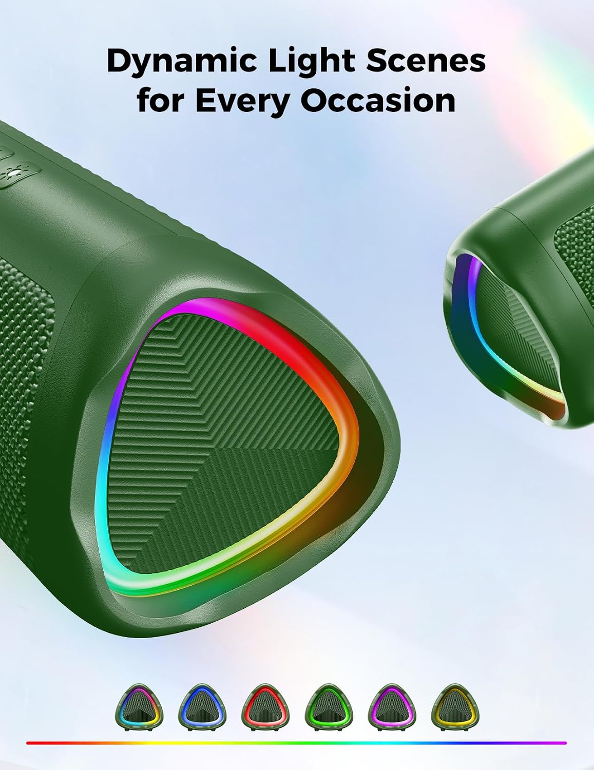 Bluetooth Speaker, 20W HD Sound, Portable Wireless, IPX5 Waterproof, Up to 24H Playtime, TWS Pairing, for Home/Party/Outdoor/Camping/Beach Essentials, Electronic Gadgets, Birthday Gift (Green)