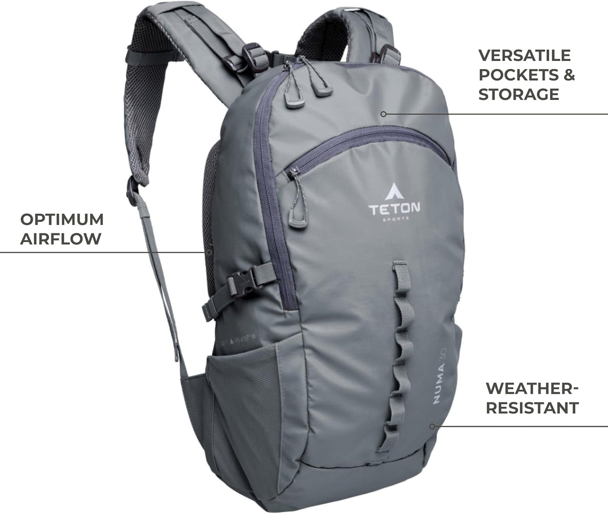 Teton 30L Numa backpack, durable and ready for hiking, camping or backpacking. Perfect lightweight travel bag with more room than you think, Terra
