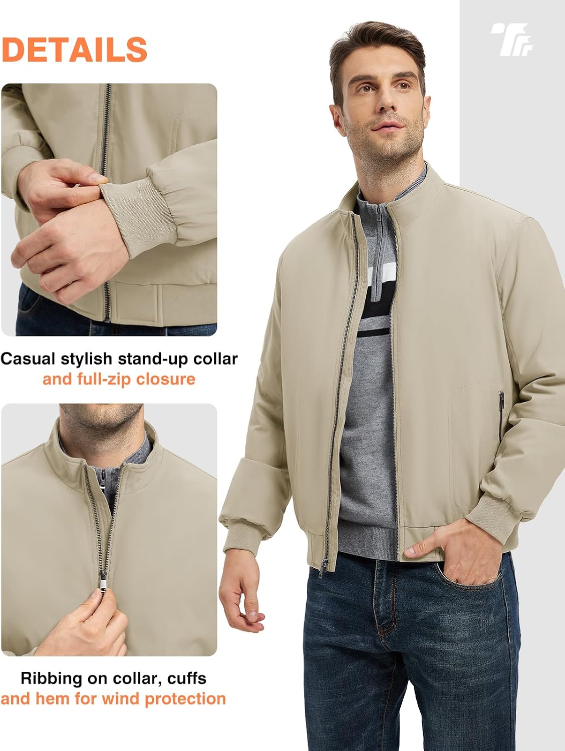 TBMPOY Men's Winter Jackets Bomber Padded Casual Windbreaker Warm Fall Coat