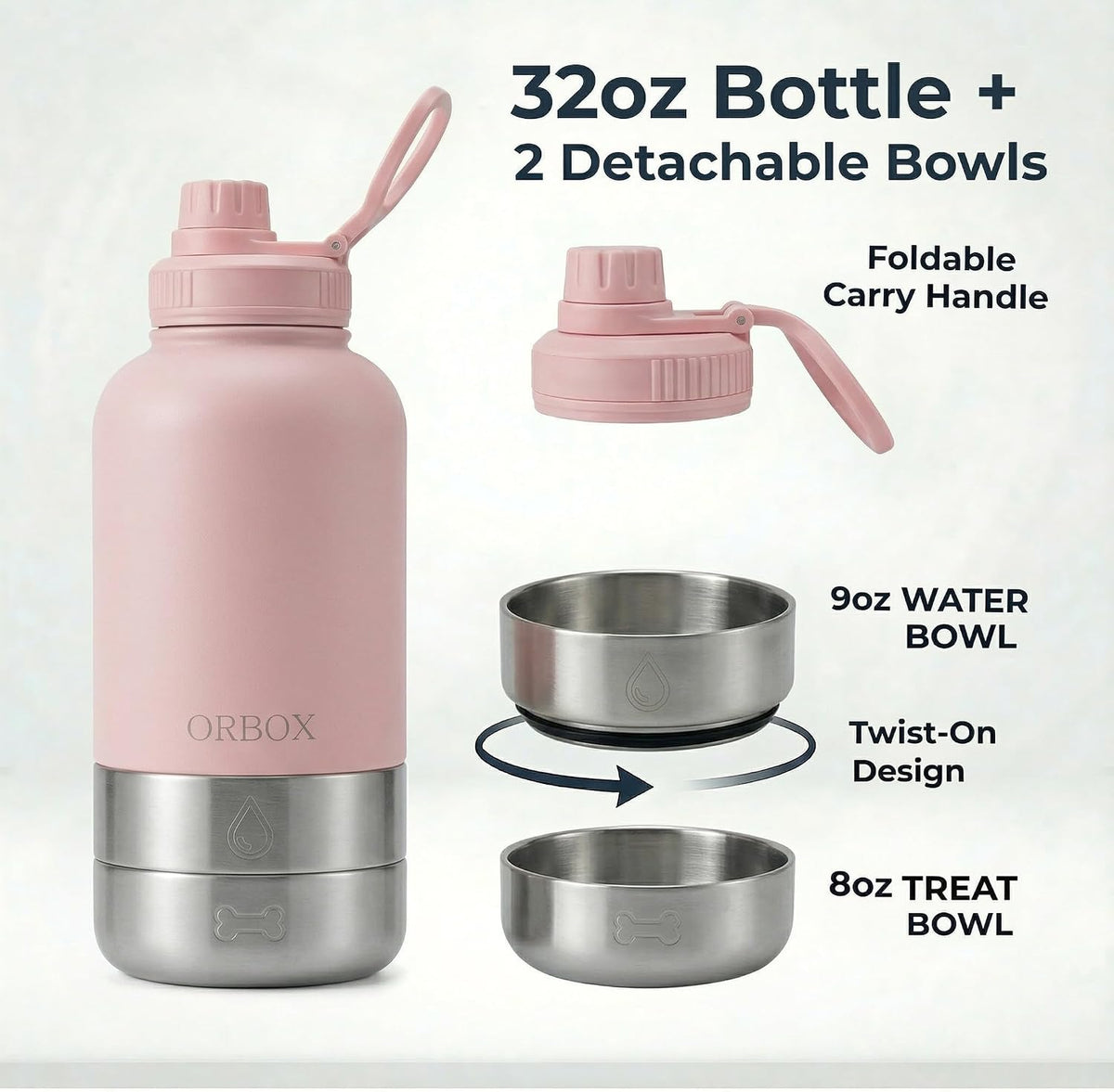 Portable Dog Water Bottle 32oz Insulated Travel Bottle for Small Dogs