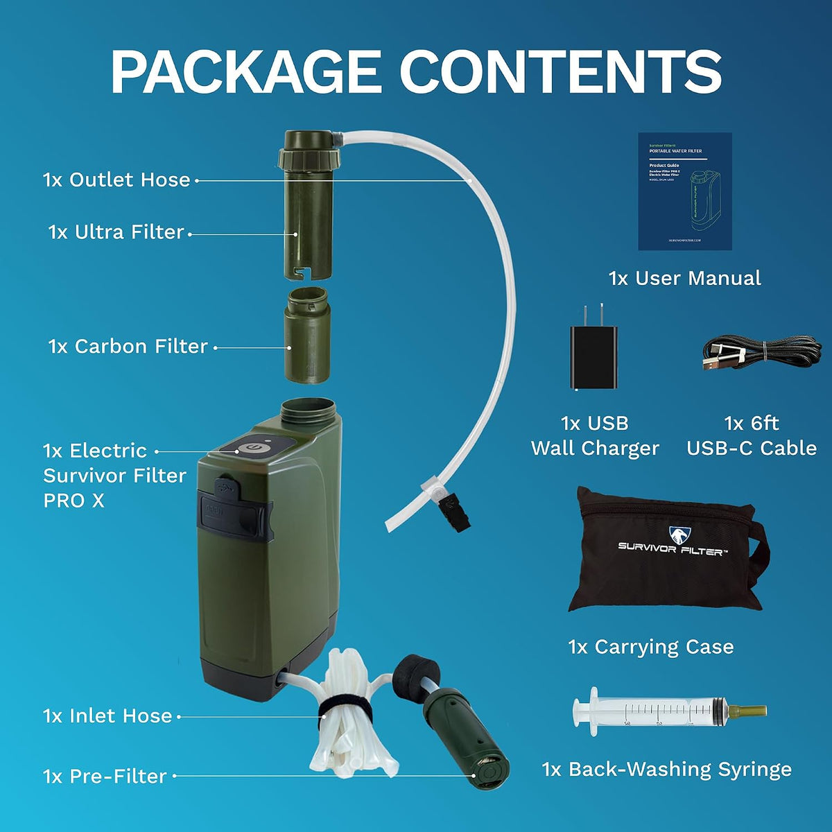 Survivor Filter PRO X Electric Portable Water Filter for Camping & Survival