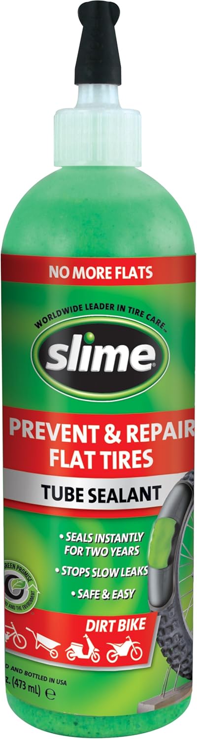 Slime 10056W Bike Tube Puncture Repair Sealant, Prevent and Repair, suitable for all Bicycles, Non-Toxic, Eco-Friendly, 16oz bottle