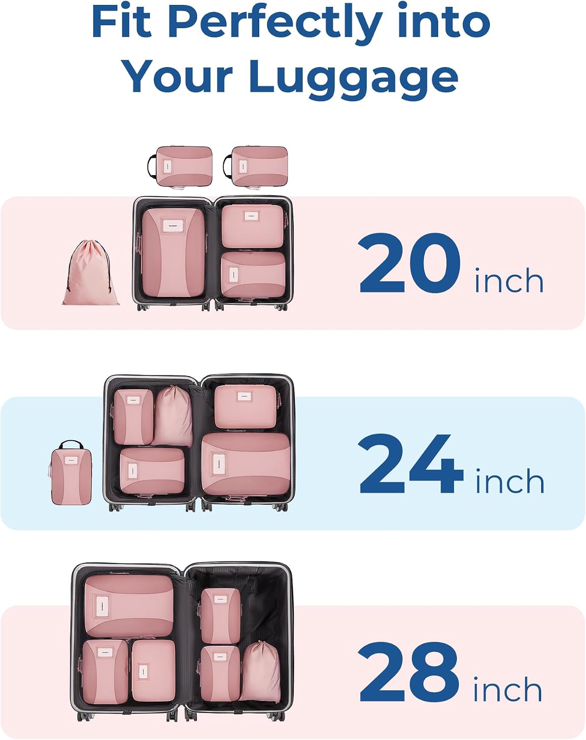 BAGSMART Compression Packing Cubes, Lightweight Travel Essentials