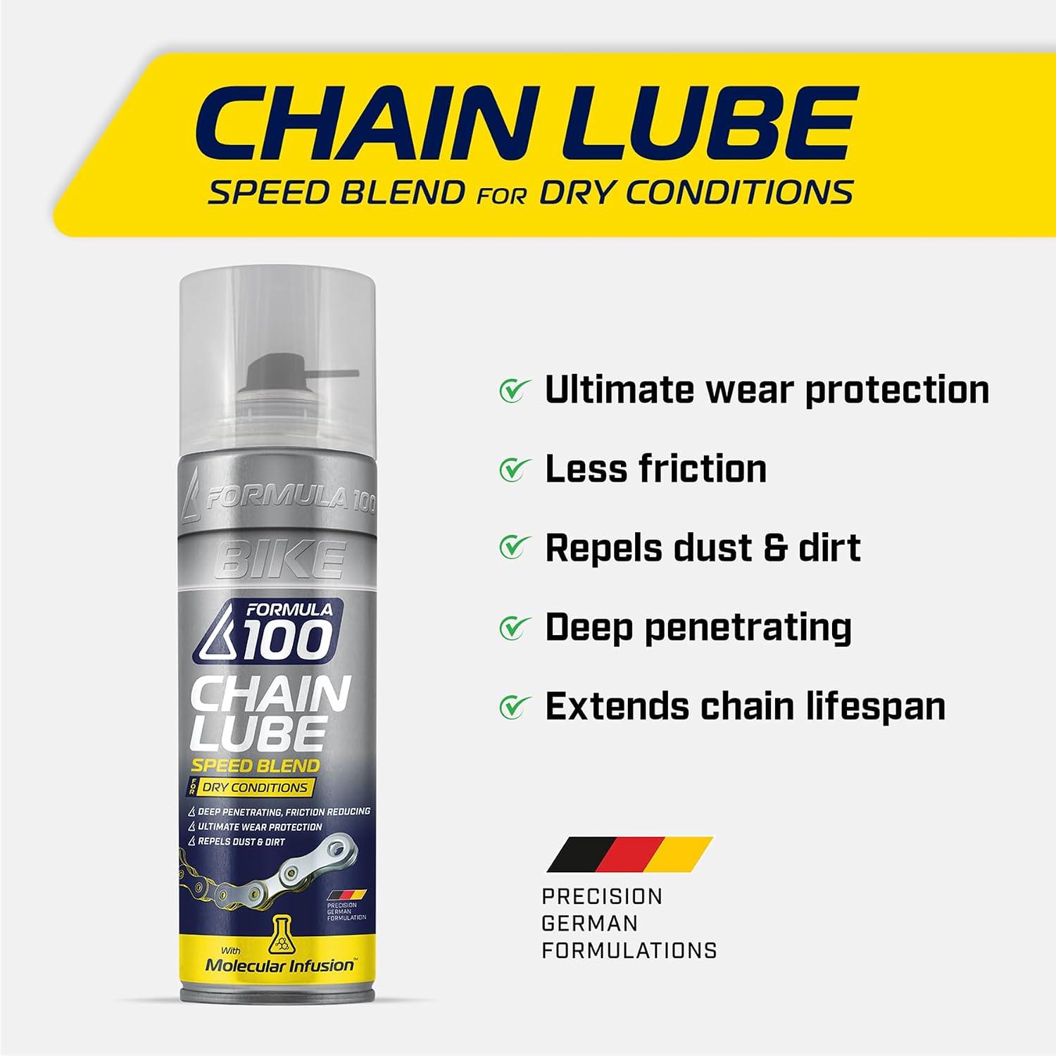 Dry Conditions Bike Chain Lube – Bicycle Lubricant Spray, 300mL