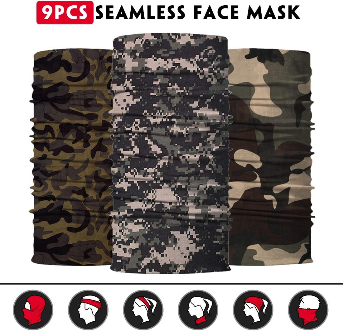 Neck Gaiter for Men Women Headwear Bandana Head Wrap Face Scarf Mask Cover Warmer Balaclava-Seamless & Versatile