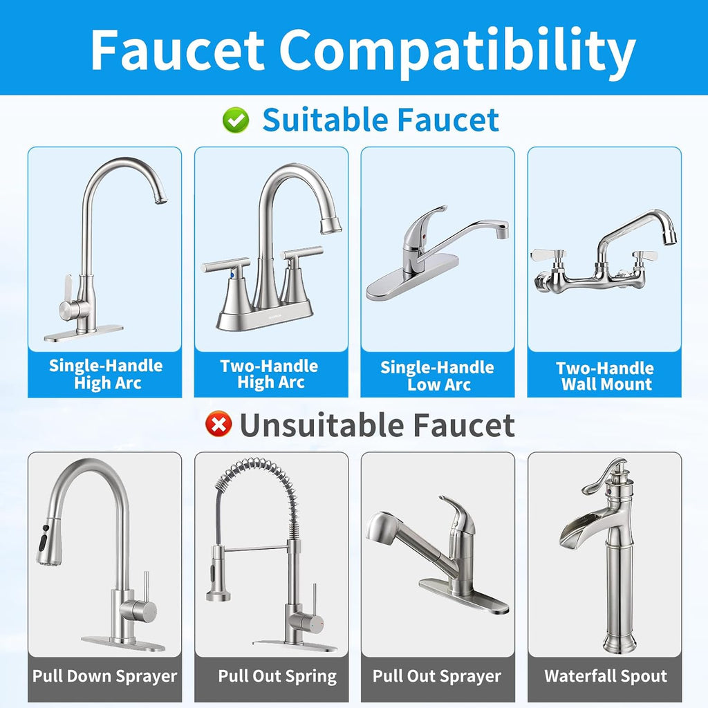 WINGSOL Stainless Steel Water Filter for Sink Faucet, NSF/ANSI 42&53, 360° Rotating Tap Purifier Reduces PFAS, Lead, Chlorine & Microplastics, 350 Gallons Long-Lasting for Kitchen & Bathroom