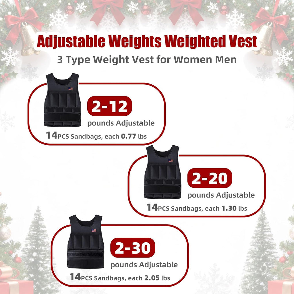 Wolliwa Adjustable Weighted Vest for Men Women,2-30 Lbs Adjustable Weighted Vest with Straps Womens Running Weight Vest for Walking Strength Training Fitness