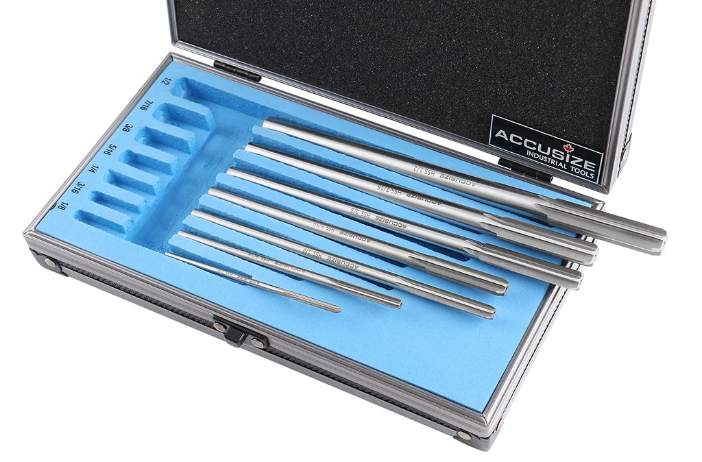 Accusize Industrial Tools Chucking Reamer Set, 1/8" to 1/2" by 1/16", 7 Pc