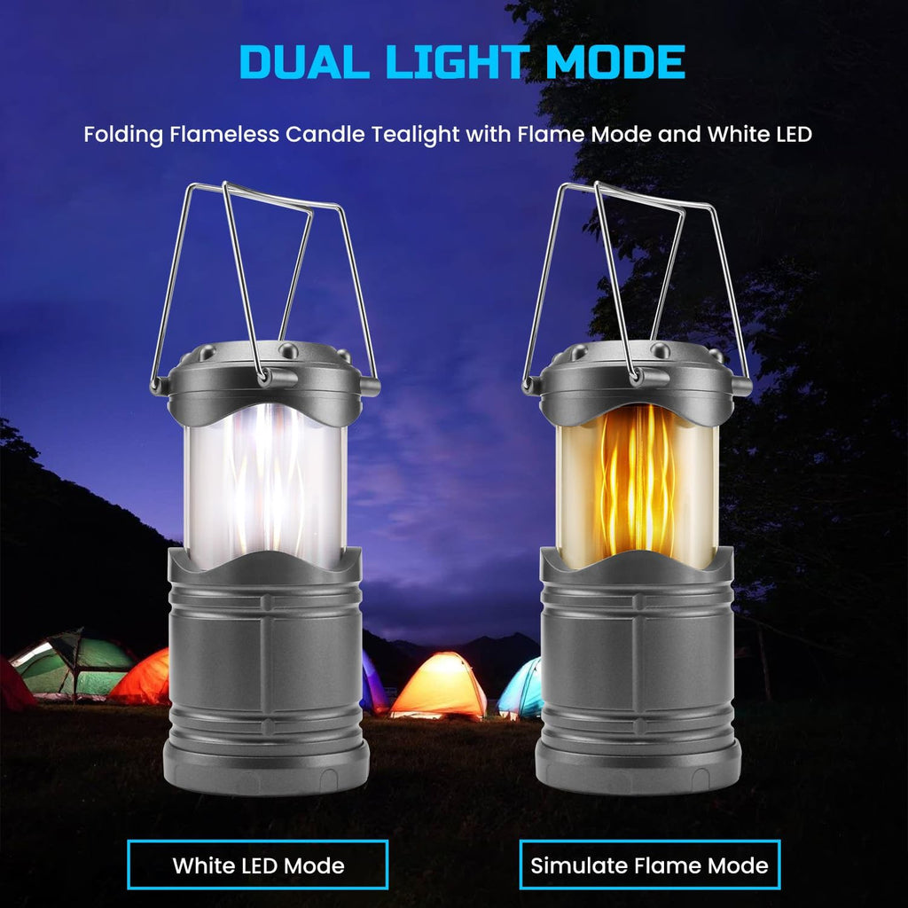 Lichamp 4 Pack LED Camping Lanterns, Dark Gray