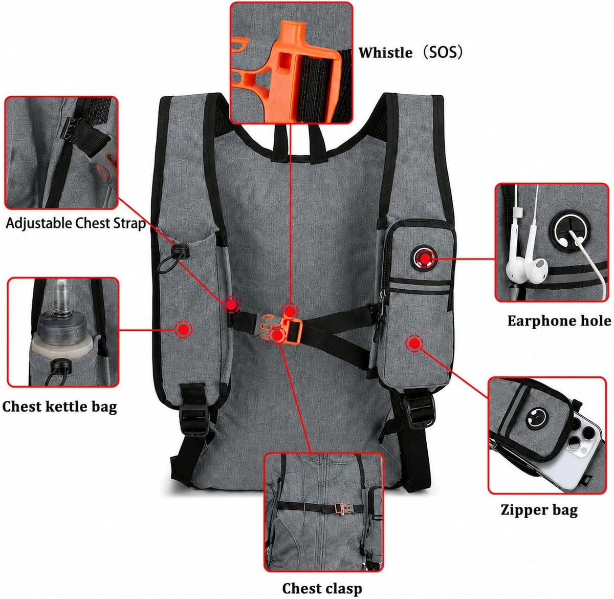 15L Packable Hiking Backpack, Lightweight Daypack with Phone Pocket