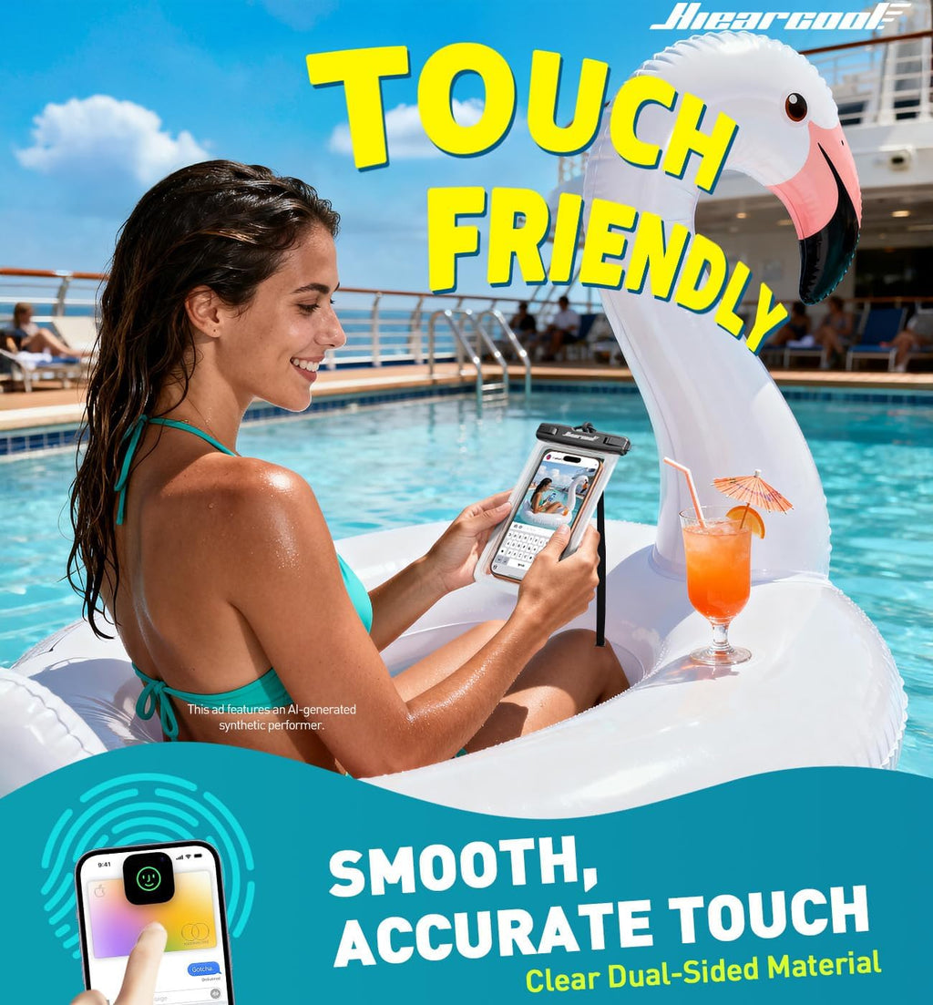 Hiearcool Waterproof Phone Pouch, Waterproof Phone Case, 2-Pack Clear
