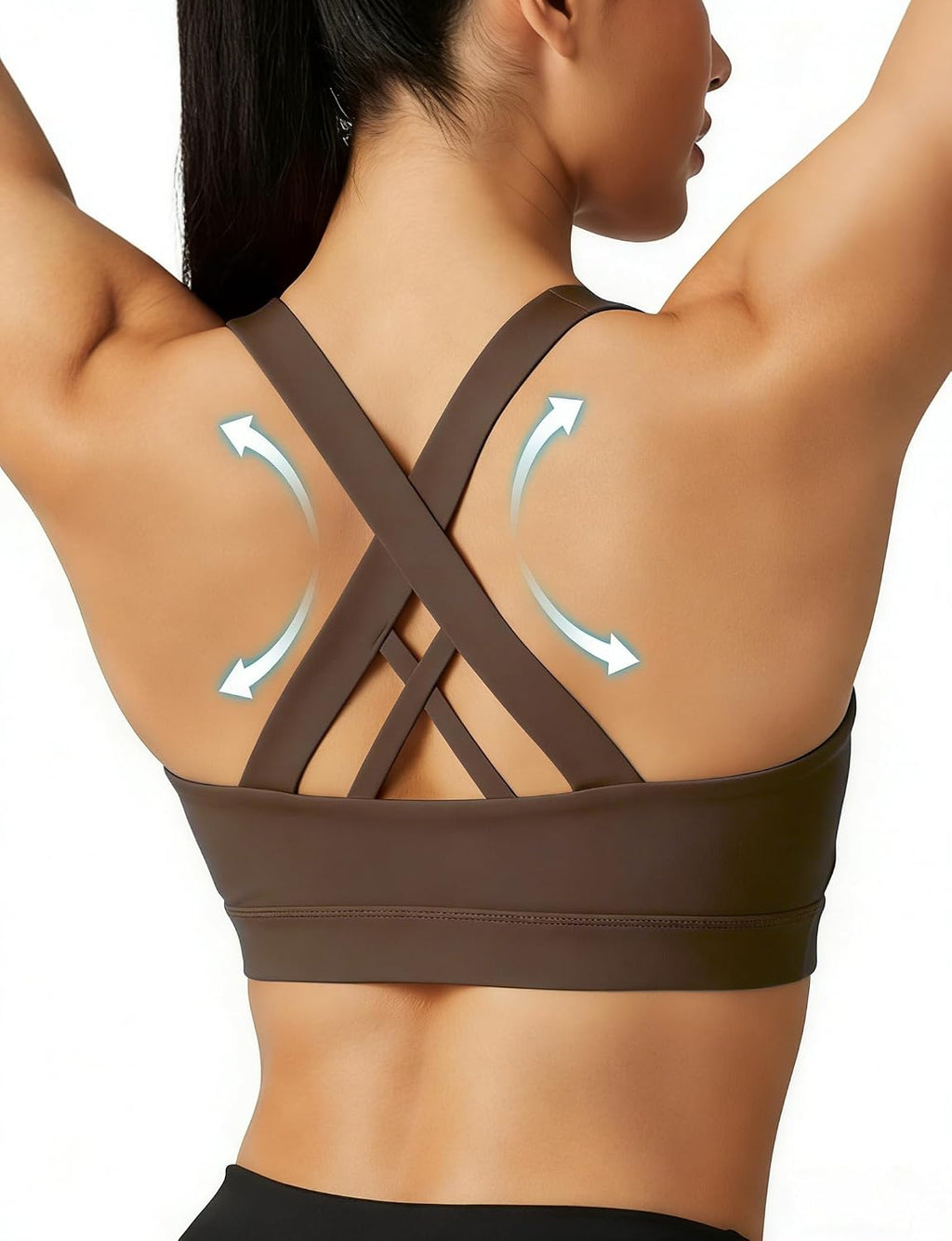 Buauty Sports Bra for Women, Criss Cross Back Medium Support Workout Bras with Removable Cups for Yoga Running Gym