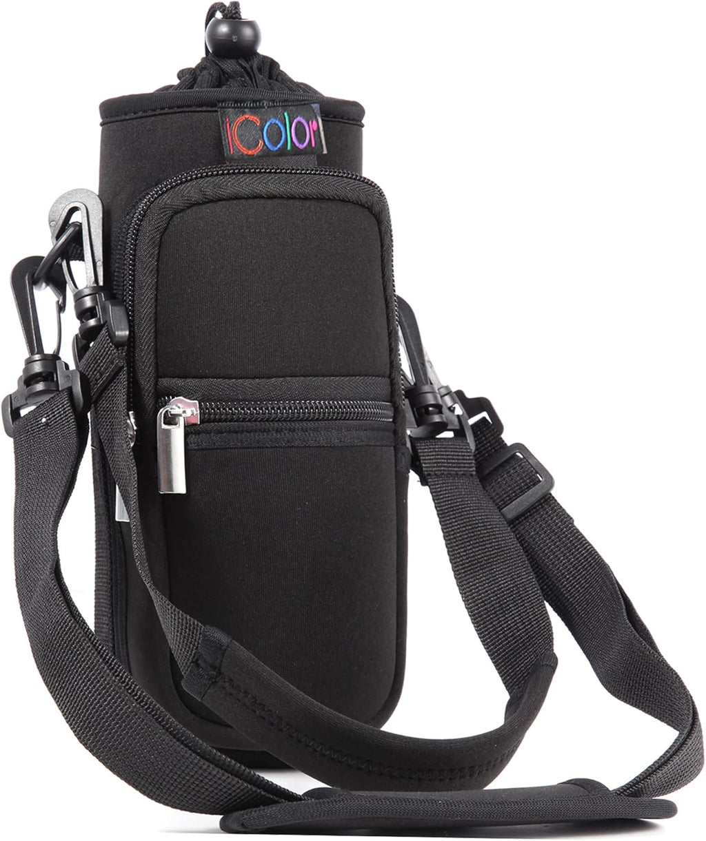 icolor Water Bottle Carrier Bag with Strap 25/32/40 oz Crossbody Bottle Holder with Phone Pocket Sling Sleeve Insulated Neoprene Water Bottle Pouch for Walking Travelling