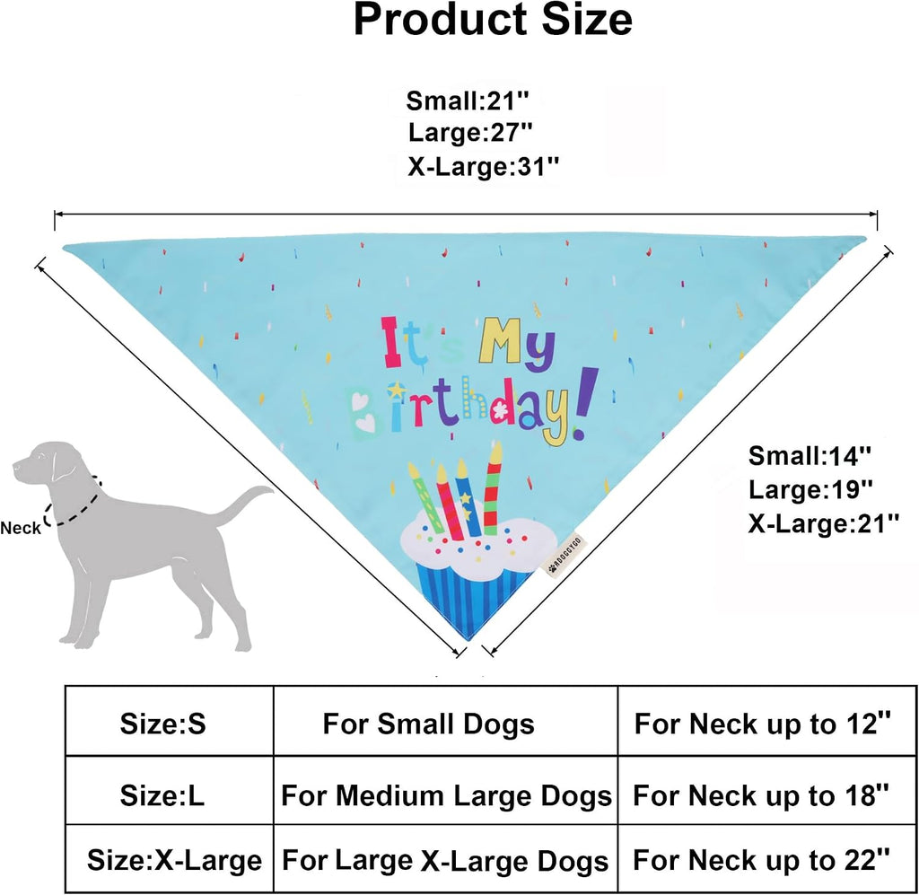 ADOGGYGO Dog Birthday Hat, Blue Birthday Boy Bandana with Bow Tie, Large