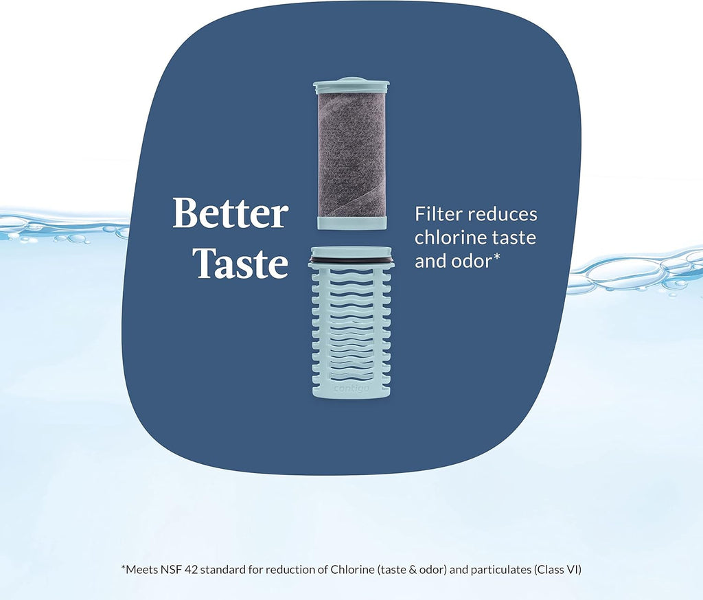 Contigo Clybourn Plastic FreeFlow Filter Water Bottle with AUTOSEAL spill-proof Lid 24oz., Dark Ice