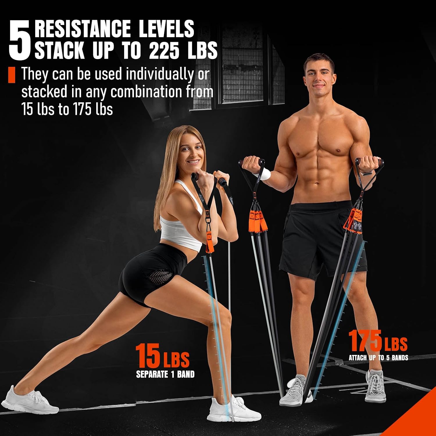 Resistance Bands with Handles, 175lb Exercise Bands for Working Out