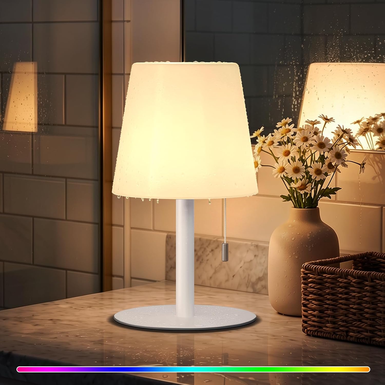 uuffoo Shower Lamp Rechargeable Cordless Light Waterproof for Bathroom Spa
