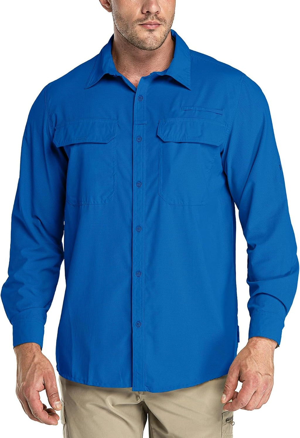 33,000ft Men's Long Sleeve Sun Protection Shirt UPF 50+ UV Quick Dry Cooling Fishing Shirts for Travel Safari Camping Hiking