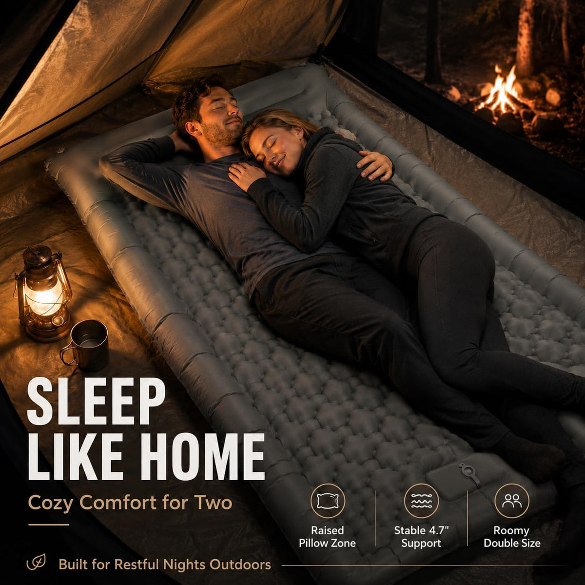 DULCE DOM Sleeping Pad for Camping, 4.7" Extra Thick Inflatable Mattress
