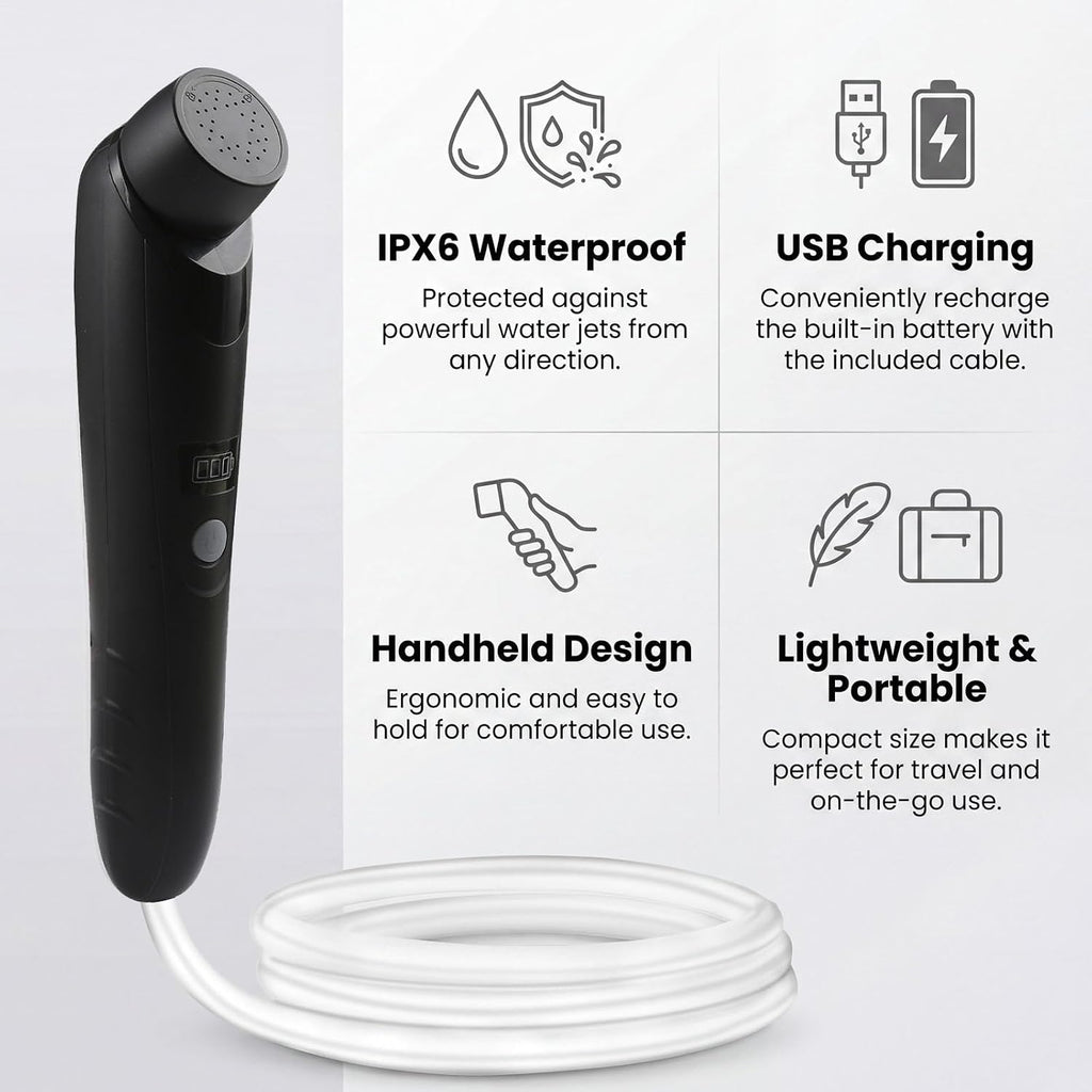 Portable Outdoor Shower, Handheld Electric Shower+8L Water Bag, IPX6 Waterproof, USB Charging, Compact and Lightweight, Suitable for Outdoor Camping, Beach Shower, Hiking, pet Bathroom
