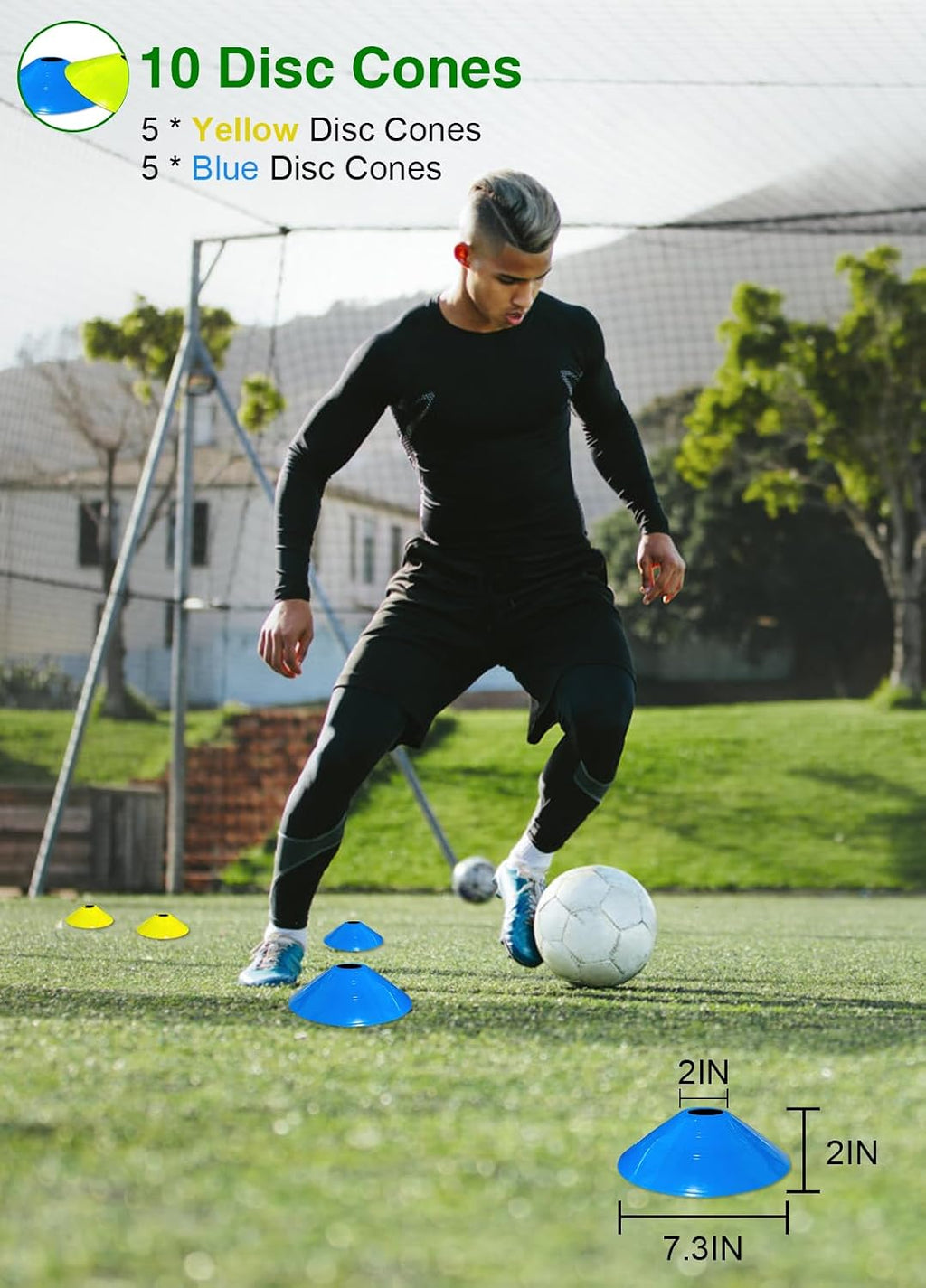 Hands Free Speed Agility Training Equipment Set - 20ft Agility Ladder, 10 Disc Cones, Resistance Parachute, 5 Resistance Bands & Carry Bag | Football Soccer Basketball Fitness Drills