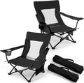 Joyfair Beach Camping Chair (2 Pack), Folding Chair for Adults (Black)