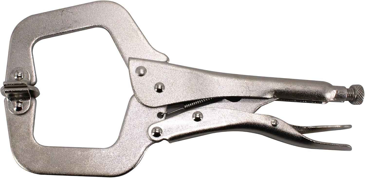 HFS (R) 6 pc - 11” C-Clamp Locking Pliers, with Swivel Pads Heavy Duty C-Type Locking Plier Table for Welding and Woodworking